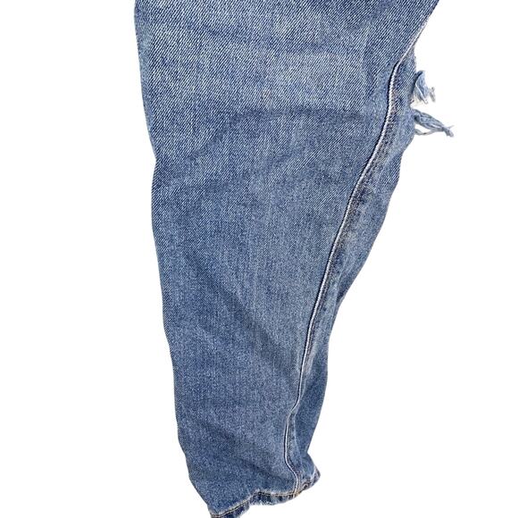 American Eagle Mom Jeans Distressed High Rise Holes Ripped Medium Blue Wash 000 - Picture 14 of 16